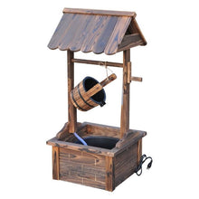 Load image into Gallery viewer, Outdoor Garden Solid Wood Wishing Well Water Fountain with Bucket and Pump