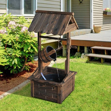 Load image into Gallery viewer, Outdoor Garden Solid Wood Wishing Well Water Fountain with Bucket and Pump