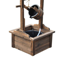 Load image into Gallery viewer, Outdoor Garden Solid Wood Wishing Well Water Fountain with Bucket and Pump
