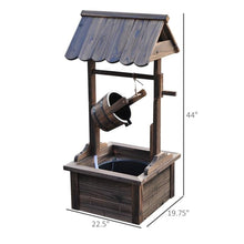 Load image into Gallery viewer, Outdoor Garden Solid Wood Wishing Well Water Fountain with Bucket and Pump