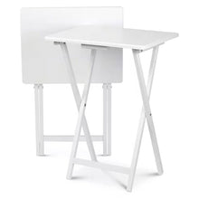 Load image into Gallery viewer, Set of 2 - Folding TV Tray Table in White Wood Finish