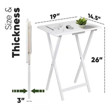 Load image into Gallery viewer, Set of 2 - Folding TV Tray Table in White Wood Finish