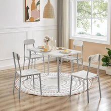 Load image into Gallery viewer, Modern 5-Piece Dining Set with White Faux Marble Top Table and 4 Chairs
