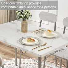 Load image into Gallery viewer, Modern 5-Piece Dining Set with White Faux Marble Top Table and 4 Chairs