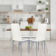 Load image into Gallery viewer, Set of 4 Modern High Back White PVC Leather Dining Chairs with Metal Legs