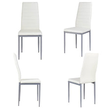 Load image into Gallery viewer, Set of 4 Modern High Back White PVC Leather Dining Chairs with Metal Legs