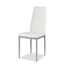 Load image into Gallery viewer, Set of 4 Modern High Back White PVC Leather Dining Chairs with Metal Legs