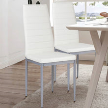 Load image into Gallery viewer, Set of 4 Modern High Back White PVC Leather Dining Chairs with Metal Legs