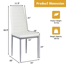 Load image into Gallery viewer, Set of 4 Modern High Back White PVC Leather Dining Chairs with Metal Legs