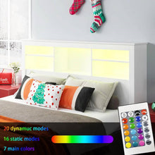 Load image into Gallery viewer, Full / Queen Modern Bookcase Headboard with LED Lights in White Wood Finish