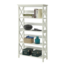 Load image into Gallery viewer, Glossy White 5-Shelf Bookcase