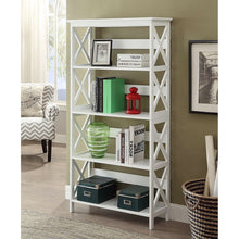 Load image into Gallery viewer, Glossy White 5-Shelf Bookcase