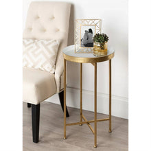 Load image into Gallery viewer, Gold Metal Round Nightstand End Table with Removable White Tray Top