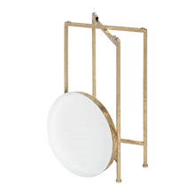 Load image into Gallery viewer, Gold Metal Round Nightstand End Table with Removable White Tray Top