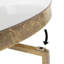 Load image into Gallery viewer, Gold Metal Round Nightstand End Table with Removable White Tray Top
