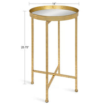 Load image into Gallery viewer, Gold Metal Round Nightstand End Table with Removable White Tray Top
