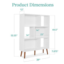 Load image into Gallery viewer, Mid Century Modern Style Bookcase Storage Shelving Unit in White Wood Finish