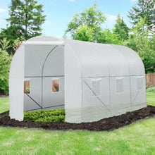 Load image into Gallery viewer, 14.7 Ft x 6.5 Ft Outdoor Greenhouse w/ Heavy Duty Steel Frame and White PE Cover