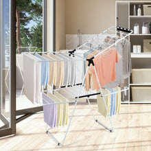 Load image into Gallery viewer, White 2 Level Foldable Clothes Drying Rack Adjustable Height