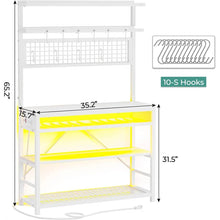 Load image into Gallery viewer, White Modern Industrial Kitchen Baker's Rack with Multi-Color LED Lights