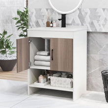 Load image into Gallery viewer, Modern White and Grey Wood Finish Bathroom Vanity with Sink and Faucet