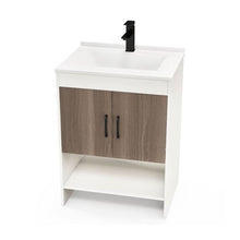 Load image into Gallery viewer, Modern White and Grey Wood Finish Bathroom Vanity with Sink and Faucet