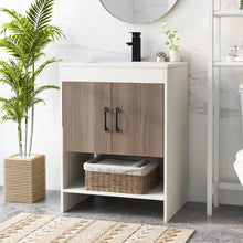 Load image into Gallery viewer, Modern White and Grey Wood Finish Bathroom Vanity with Sink and Faucet