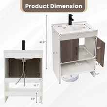 Load image into Gallery viewer, Modern White and Grey Wood Finish Bathroom Vanity with Sink and Faucet