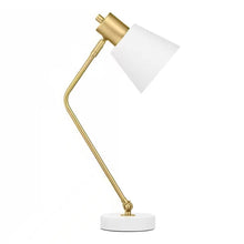 Load image into Gallery viewer, Simple Modern Gold Metal Finish Desk Light Table Lamp with White Shade
