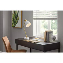 Load image into Gallery viewer, Simple Modern Gold Metal Finish Desk Light Table Lamp with White Shade