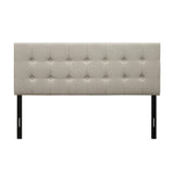 Twin Button-Tufted Headboard in Light Grey Taupe Beige Upholstered Fabric