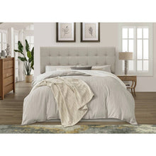 Load image into Gallery viewer, Twin Button-Tufted Headboard in Light Grey Taupe Beige Upholstered Fabric