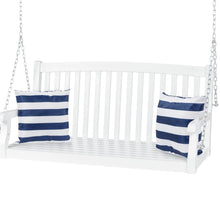 Load image into Gallery viewer, White Acacia Wooden Curved Back Hanging Porch Swing Bench with Mounting Chains