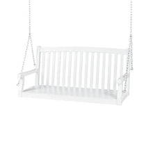 Load image into Gallery viewer, White Acacia Wooden Curved Back Hanging Porch Swing Bench with Mounting Chains