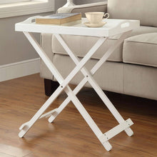 Load image into Gallery viewer, Folding TV Tray Bedside Table in White Wood Finish