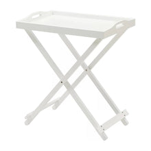 Load image into Gallery viewer, Folding TV Tray Bedside Table in White Wood Finish