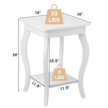 Load image into Gallery viewer, Stylish Nightstand End Table in White Wood Finish - Set of 2