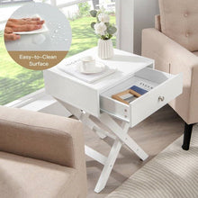 Load image into Gallery viewer, X-Shape 1 Drawer Nightstand End/Side Table Storage in White