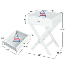 Load image into Gallery viewer, X-Shape 1 Drawer Nightstand End/Side Table Storage in White