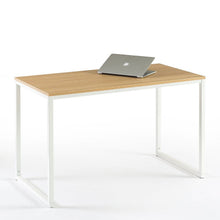 Load image into Gallery viewer, Modern Home Office Desk with White Metal Frame and Wood Table Top