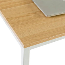 Load image into Gallery viewer, Modern Home Office Desk with White Metal Frame and Wood Table Top