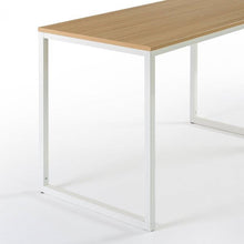 Load image into Gallery viewer, Modern Home Office Desk with White Metal Frame and Wood Table Top