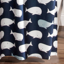 Load image into Gallery viewer, 72-inch Navy White Nautical Whales Polyester Shower Curtain