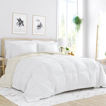 Load image into Gallery viewer, Full/Queen size 3-Piece Microfiber Reversible Comforter Set in White and Cream