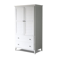 Load image into Gallery viewer, FarmHome Louvered Distressed White Solid Pine Armoire
