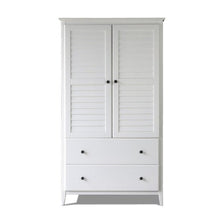 Load image into Gallery viewer, FarmHome Louvered Distressed White Solid Pine Armoire
