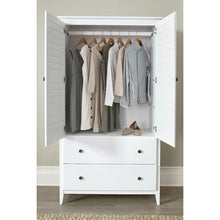 Load image into Gallery viewer, FarmHome Louvered Distressed White Solid Pine Armoire