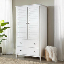 Load image into Gallery viewer, FarmHome Louvered Distressed White Solid Pine Armoire