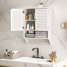 Load image into Gallery viewer, White Wall-Mounted Bathroom Storage Medicine Cabinet with Louver Doors