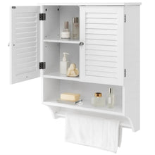 Load image into Gallery viewer, White Wall-Mounted Bathroom Storage Medicine Cabinet with Louver Doors